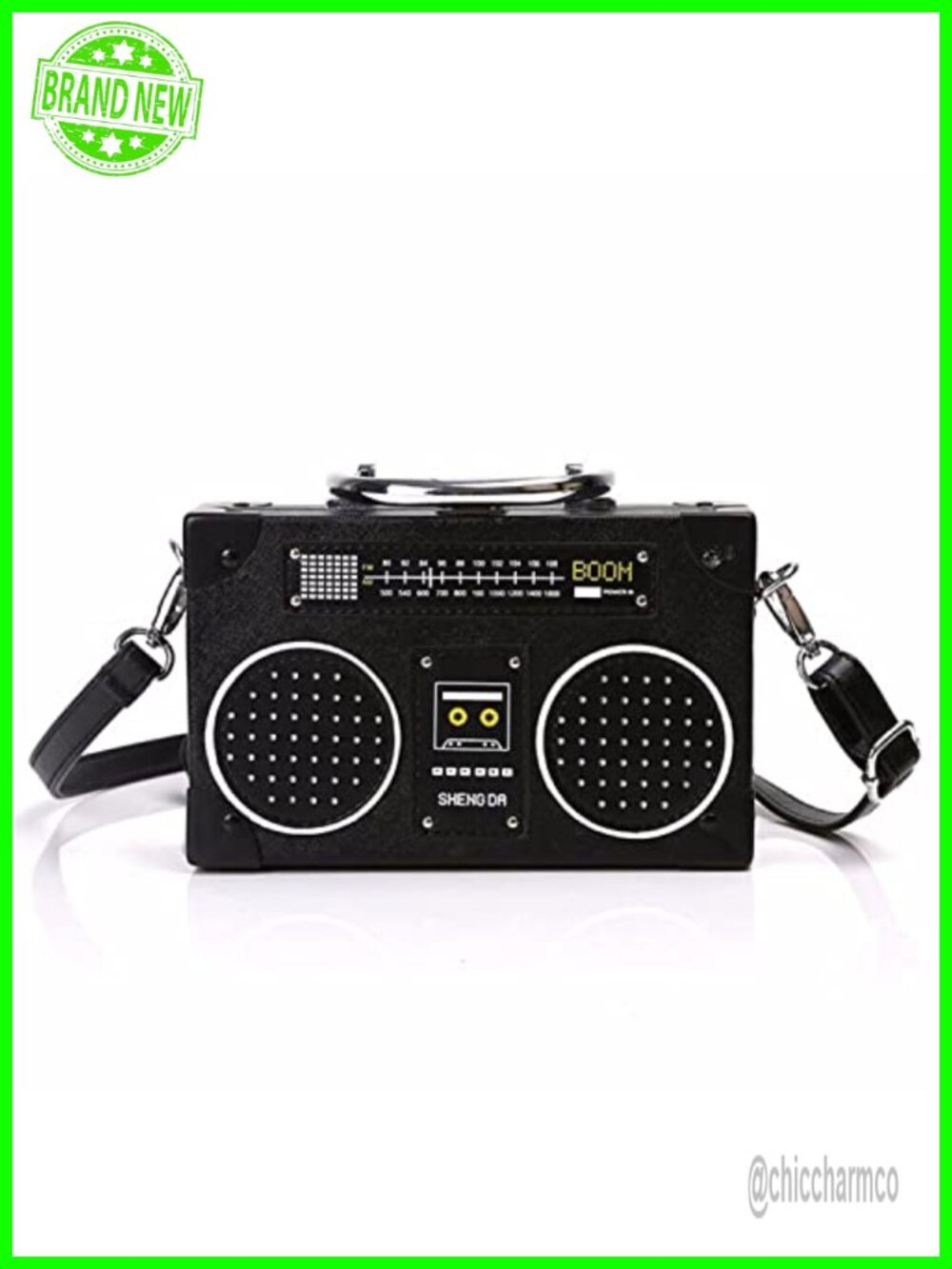 Vintage Radio Shaped Crossbody Bag Clip Clasp Shoulder Handbag Detachable Strap